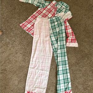 Victoria's Secret Red and Green Plaid Pajama Set